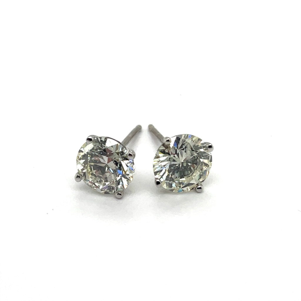 2.29 Carat Total Weight Round Diamond Stud Earrings