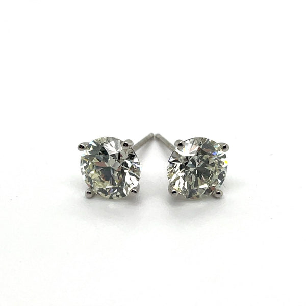 3.01 Carat Total Weight Round Diamond Stud Earrings