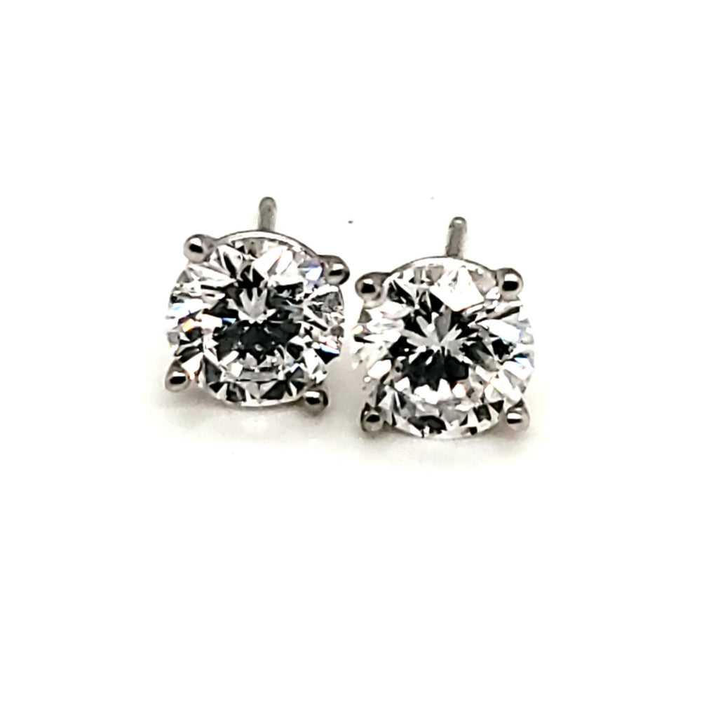 2.01 Carat Total Weight Round Diamond Stud Earrings