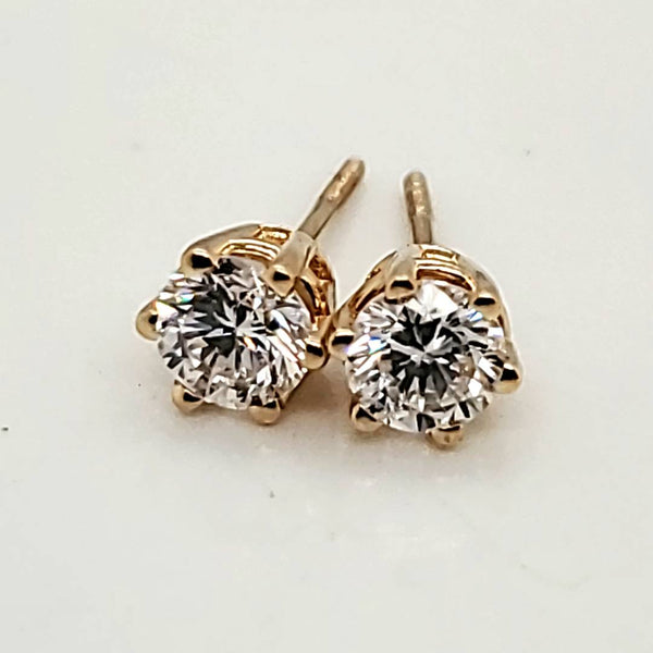 .62 Carat Total Weight Round Diamond Stud Earrings