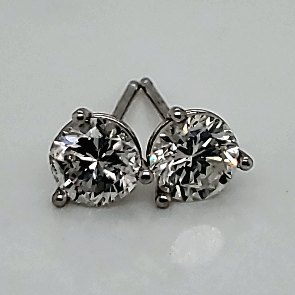 .98 Carat Total Weight Diamond Stud Earrings