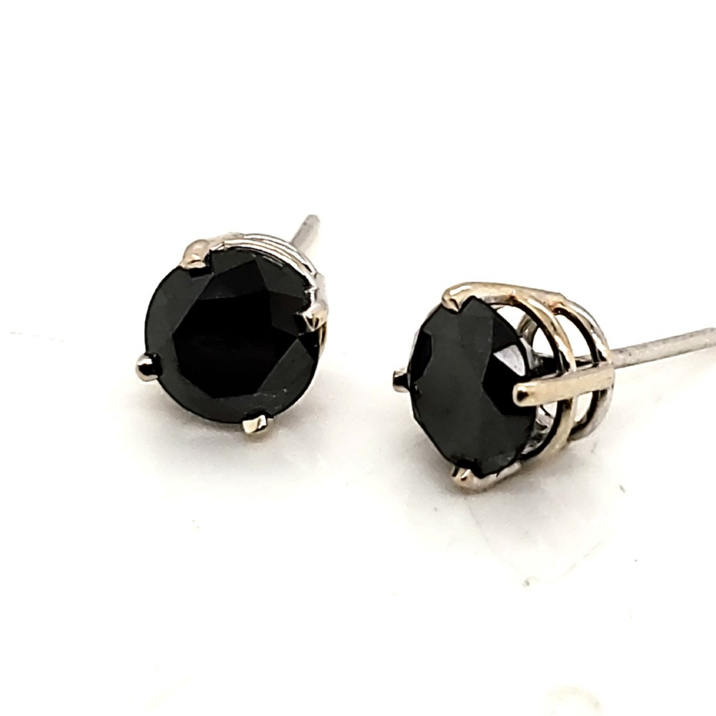 2.00 Carat Total Weight Black Round Diamond Stud Earrings