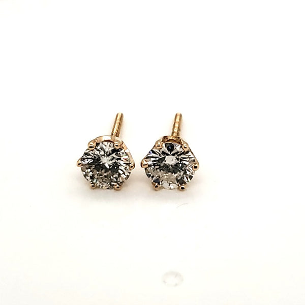 1.40 Carat Total Weight Round Diamond Stud Earrings