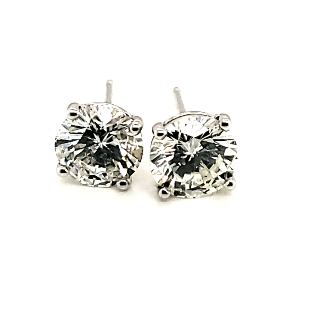 1.92 Carat Total Weight Round Diamond Stud Earrings