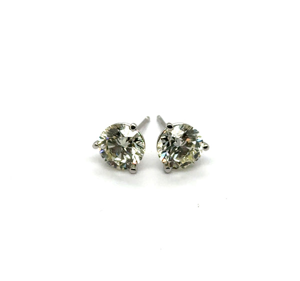 3.01 Carat Total Weight Round Diamond Stud Earrings