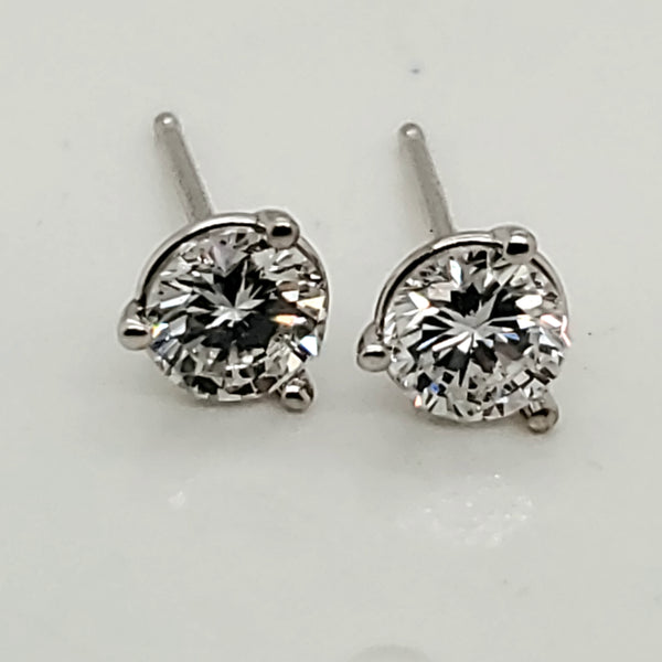 .69 Carat Total Weight Round Diamond Stud Earrings