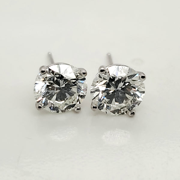 4.04 Carat Total Weight Round Diamond Stud Earrings