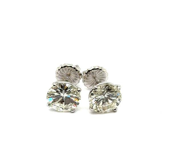 4.94  Carat Total Weight Round Diamond Stud Earrings