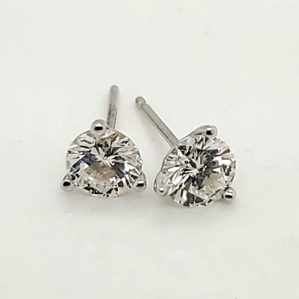 1.01 Carat Total Weight Round Diamond Stud Earrings