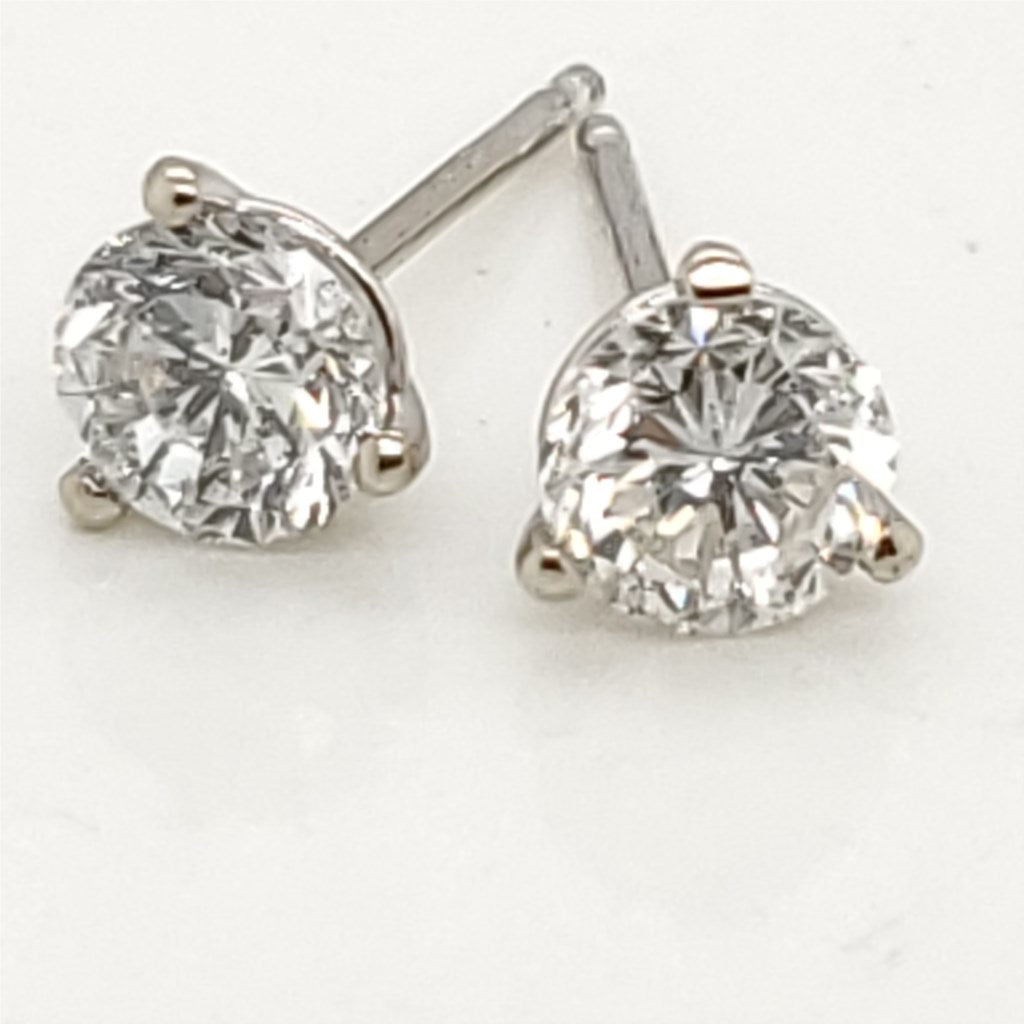 .80 Carat Total Weight Round Diamond Stud Earrings