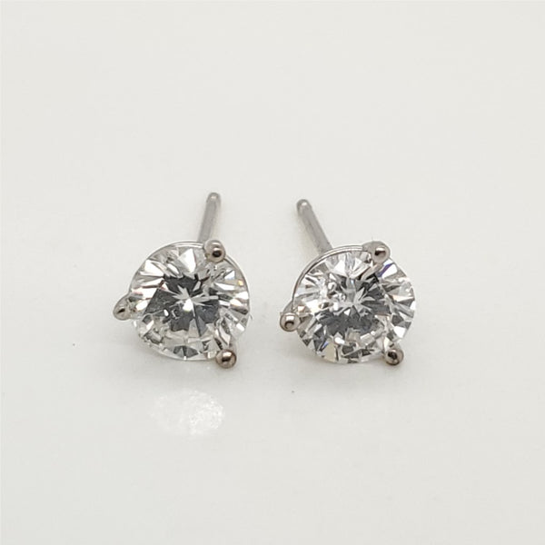 1.21 Carat Total Weight Round Diamond Stud Earrings