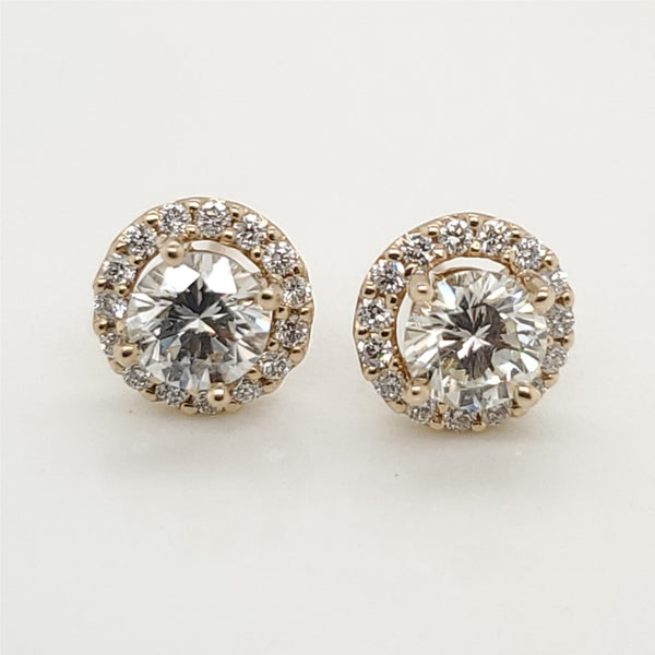1.07 Carat Total Weight Round Diamond Stud Earrings