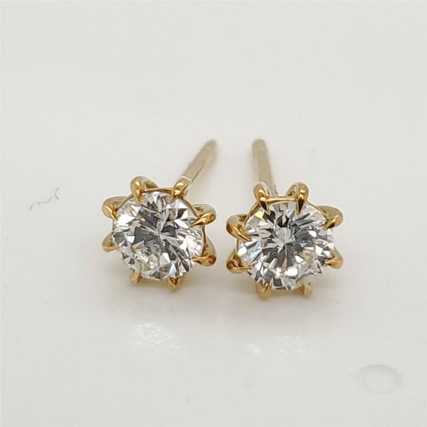 .85 Carat Total Weight Round Diamond Stud Earrings