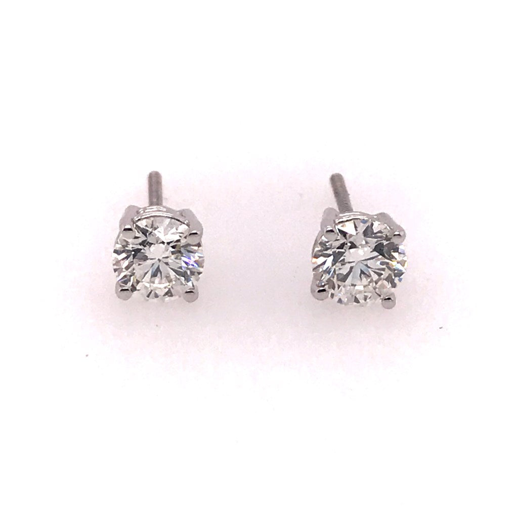 1.52ct Round Brilliant Diamond Stud Earrings in White Gold