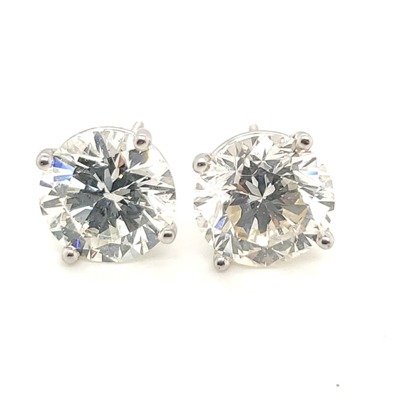 5.57 Carat Total Weight Round Diamond Stud Earrings