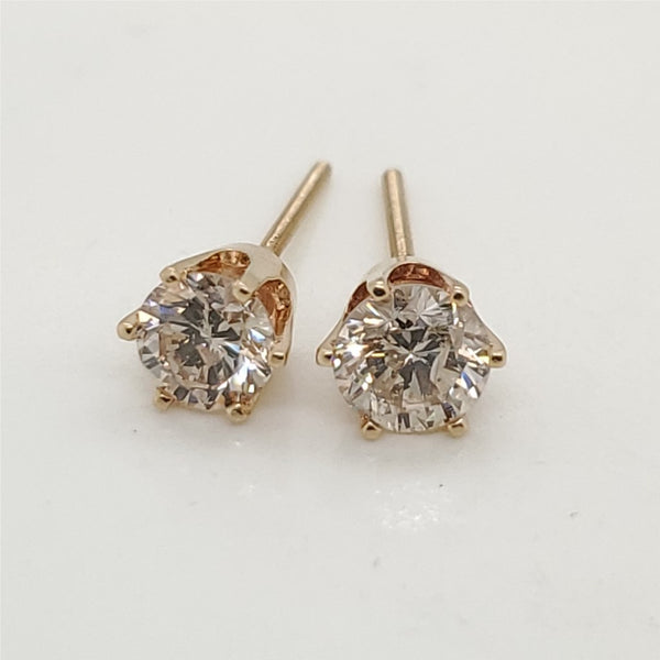 1.00 Carat Total Weight Round Diamond Stud Earrings