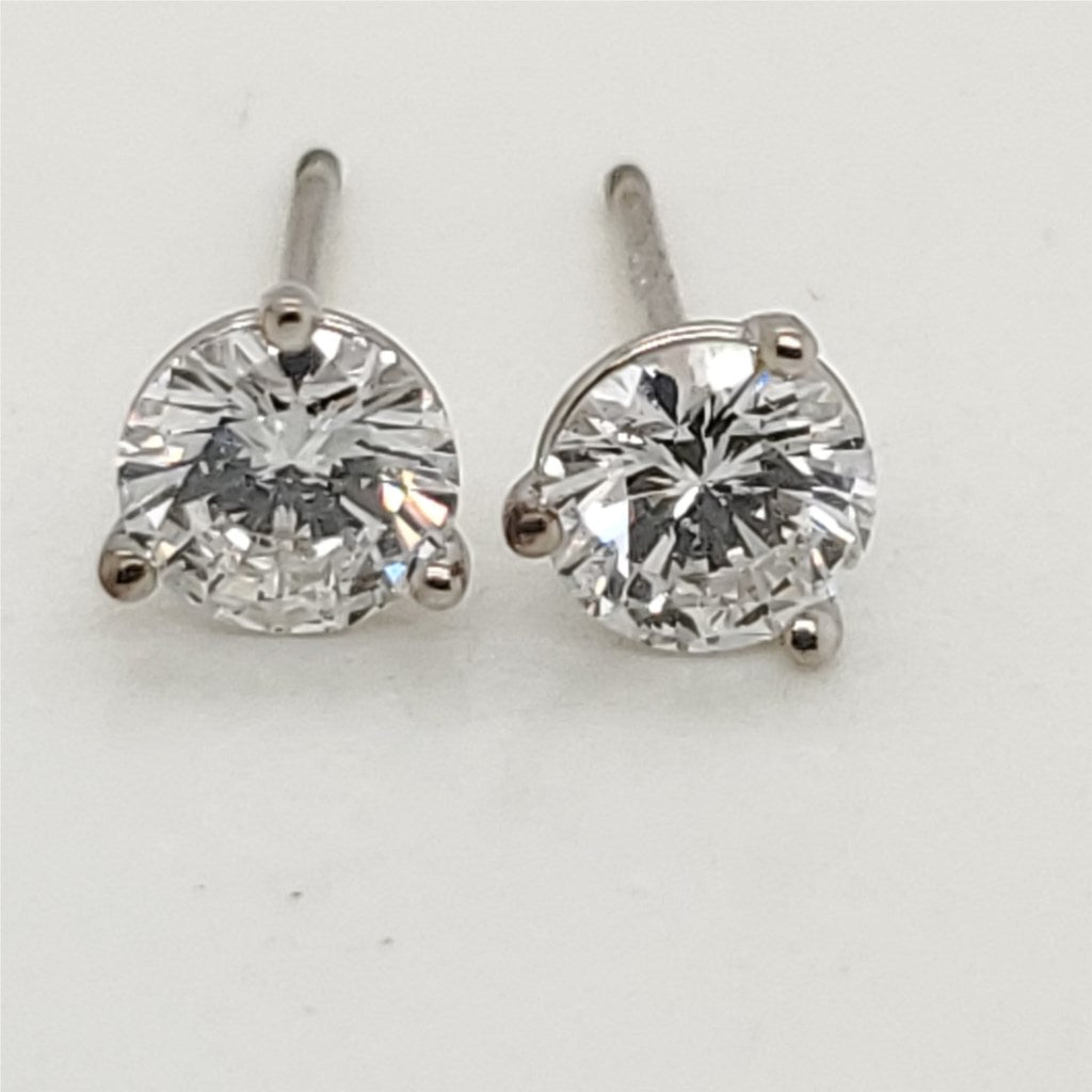 .84 Carat Total Weight Round Diamond Stud Earrings