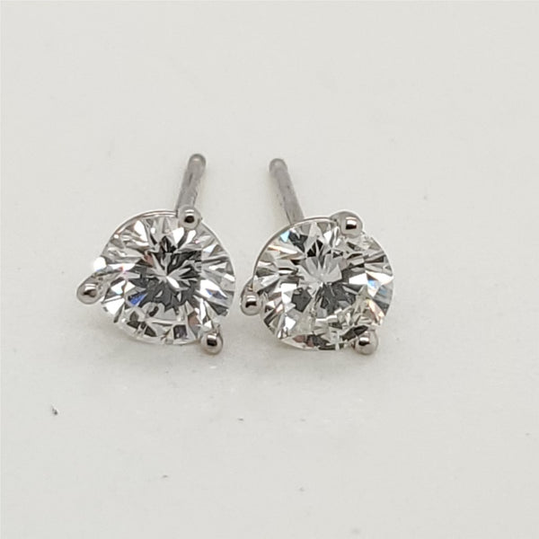 1.03 Carat Total Weight Round Diamond Stud Earrings