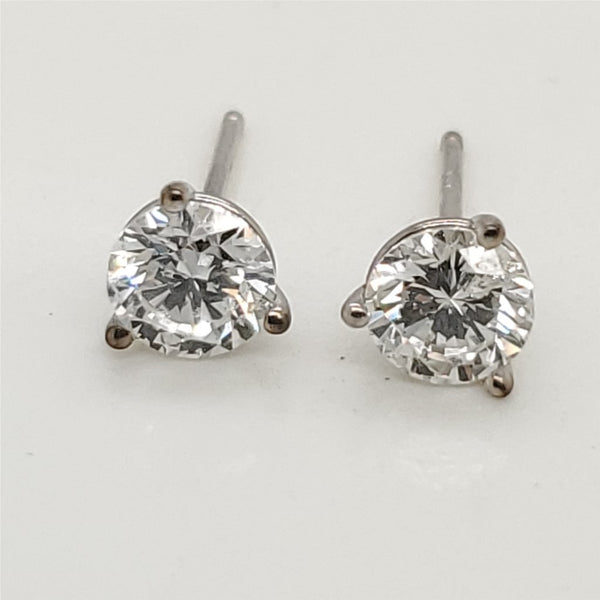 .97 Carat Total Weight Round Diamond Stud Earrings