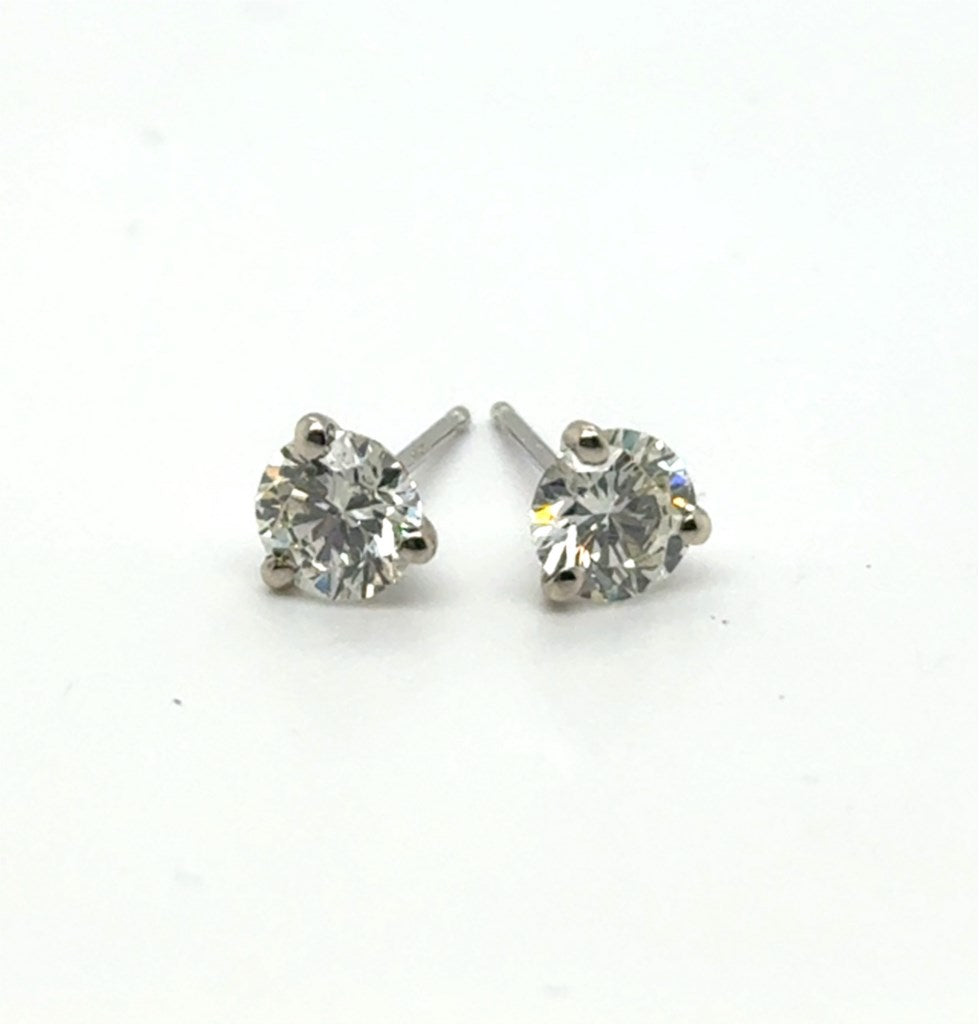 1.21 Carat Total Weight Round Diamond Stud Earrings