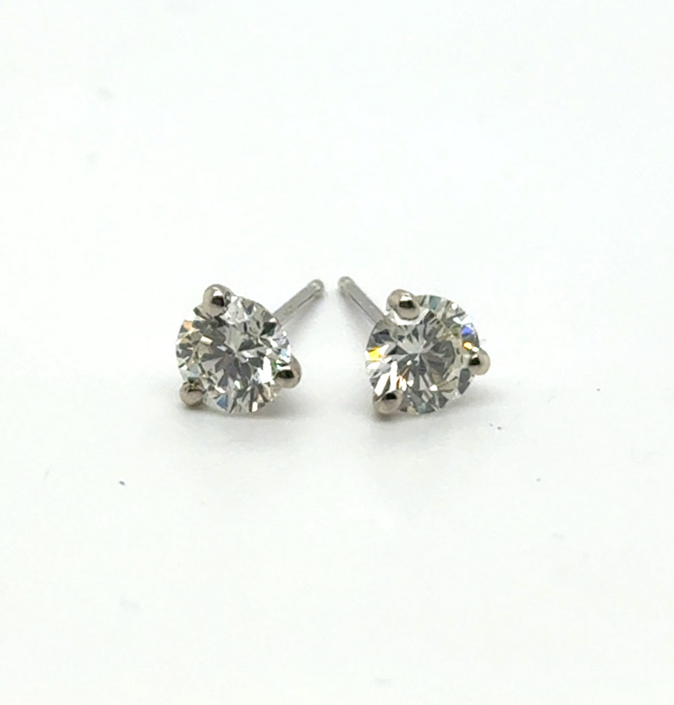 1.21 Carat Total Weight Round Diamond Stud Earrings