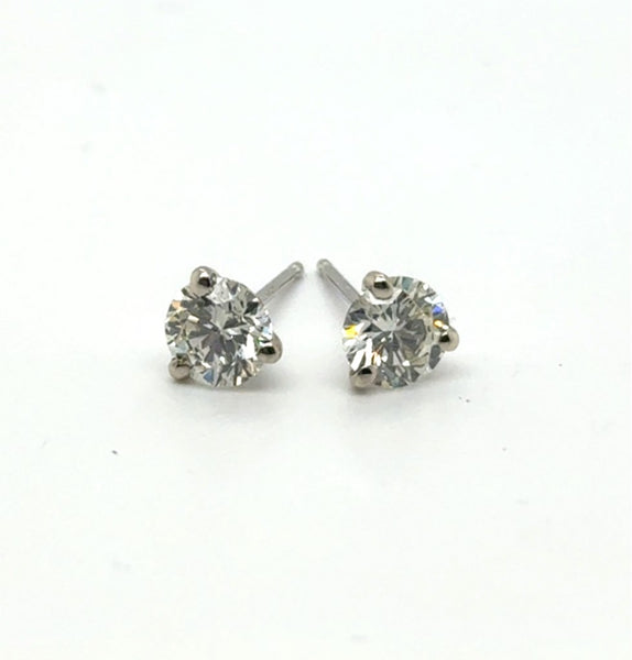 1.21 Carat Total Weight Round Diamond Stud Earrings