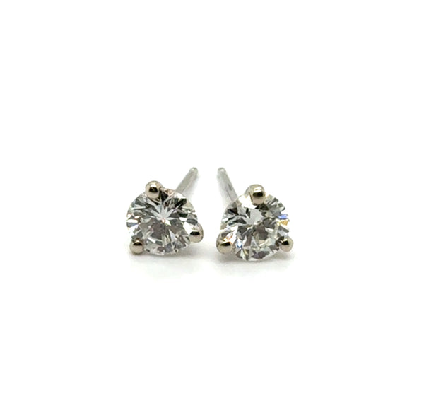 1.28 Carat Total Weight Round Diamond Stud Earrings