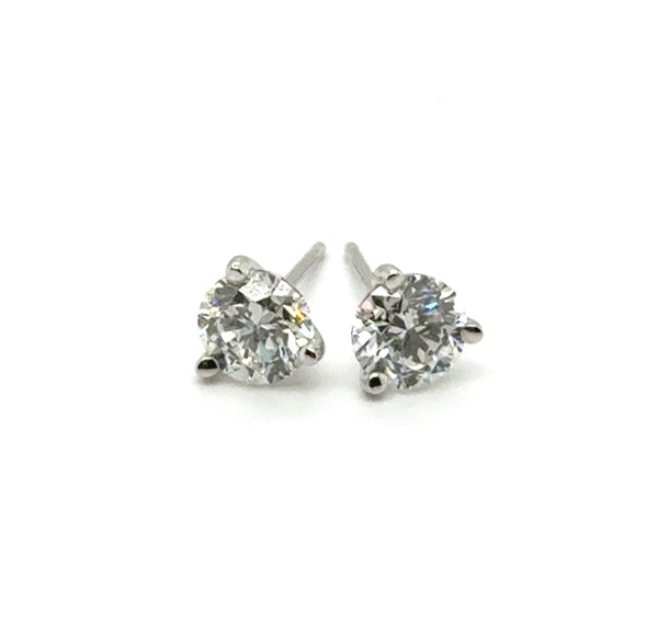 1.41 Carat Total Weight Round Diamond Stud Earrings