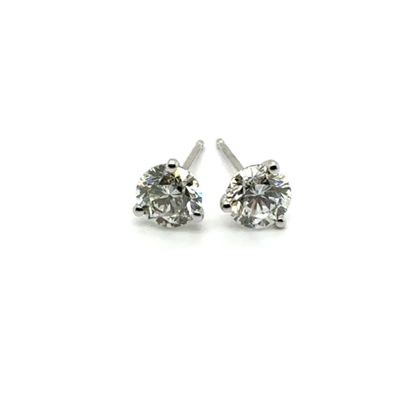1.47 Carat Total Weight Round Diamond Stud Earrings