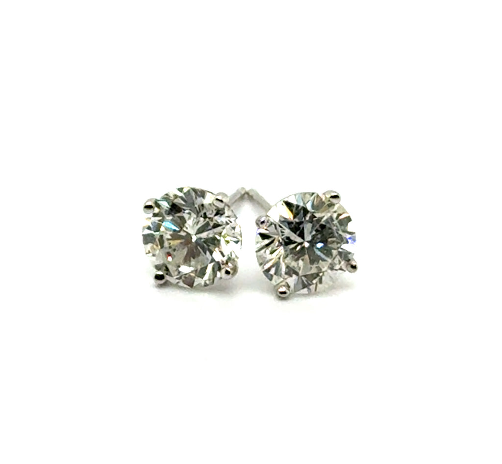 2.67 Carat Total Weight Round Diamond Stud Earrings