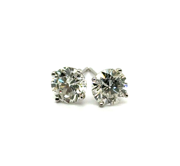 2.67 Carat Total Weight Round Diamond Stud Earrings