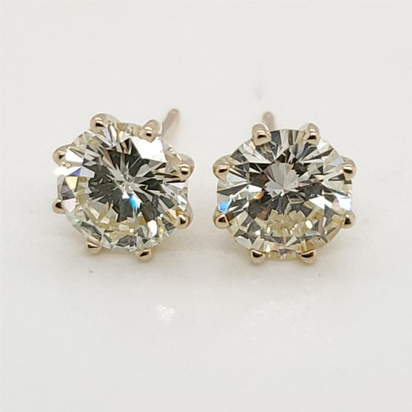 2.09 Carat Total Weight Diamond Stud Earrings
