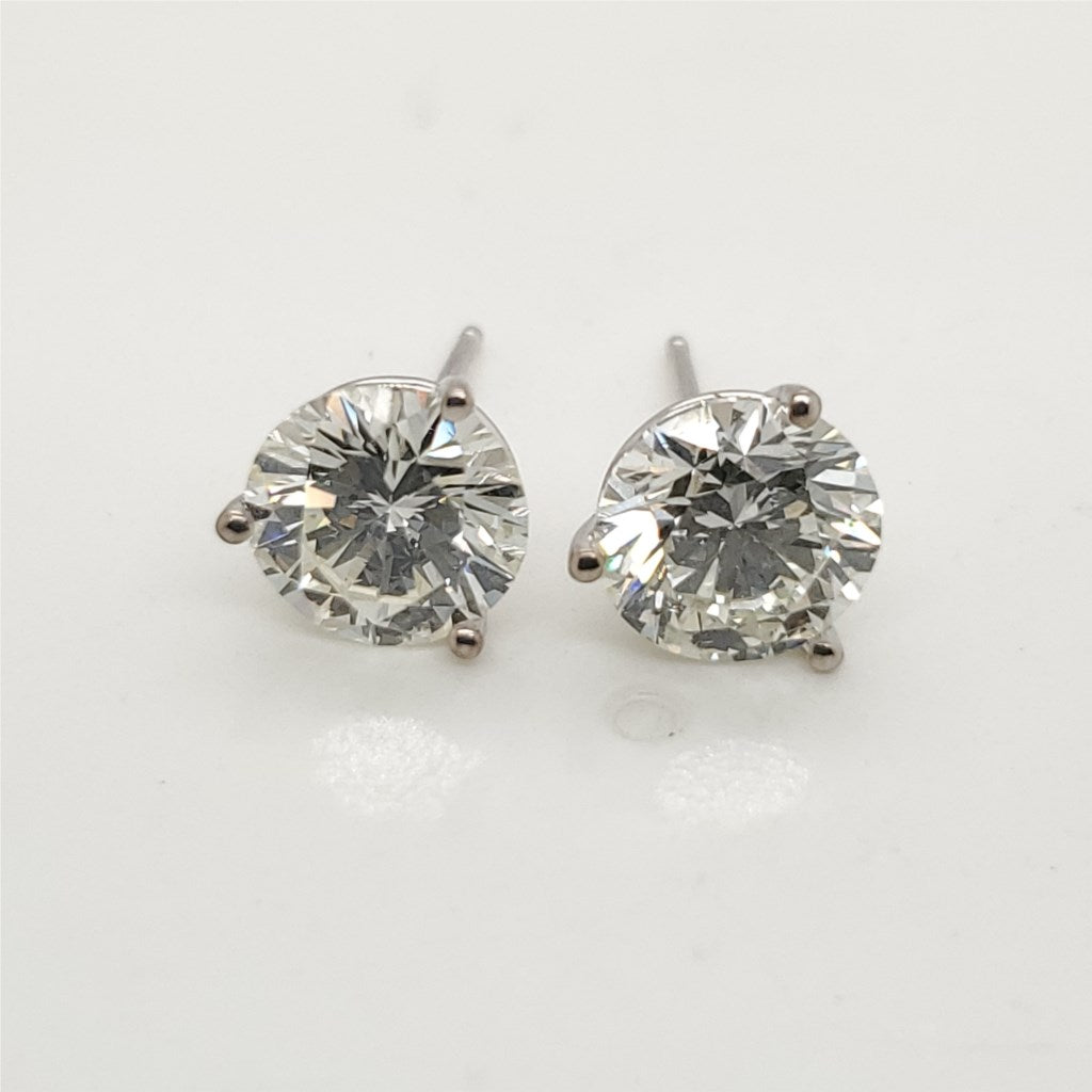 3.28 Carat Total Weight Diamond Stud Earrings