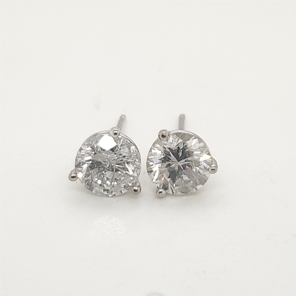 1.96 Carat Total Weight Diamond Stud Earrings