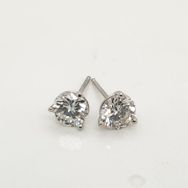 1.13 Carat Total Weight Round Diamond Stud Earrings