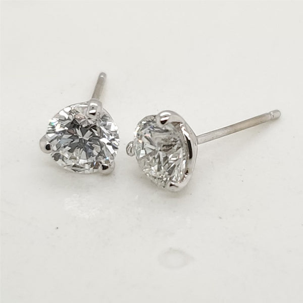 2.00 carat total weight round diamond stud earrings