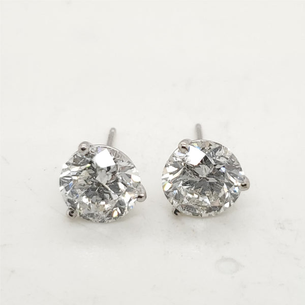 3.46 Carat Total Weight Round Diamond Stud Earrings