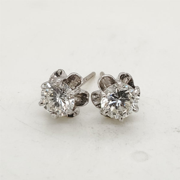 Vintage .90 carat total weight diamond buttercup earrings