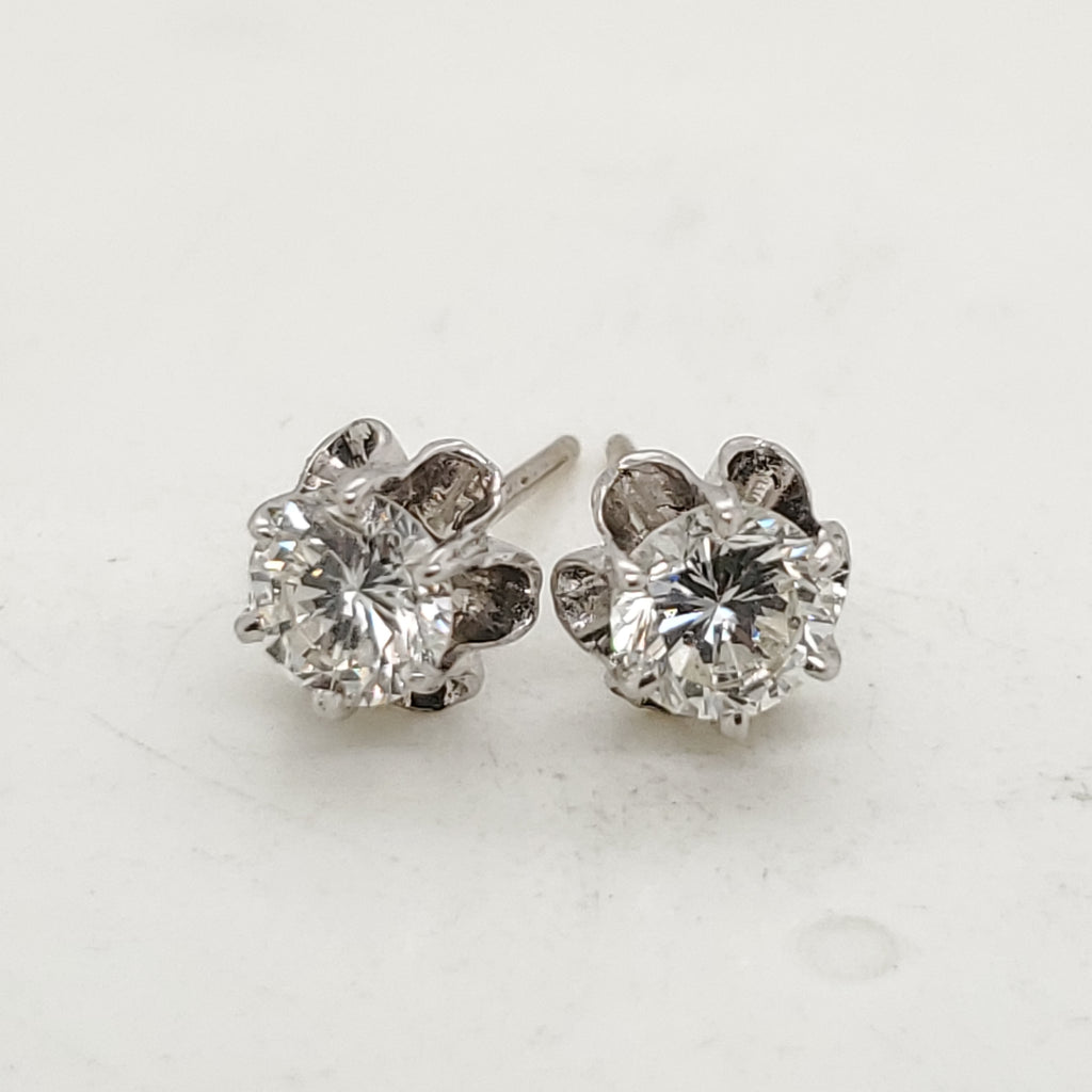 Vintage .90 carat total weight diamond buttercup earrings