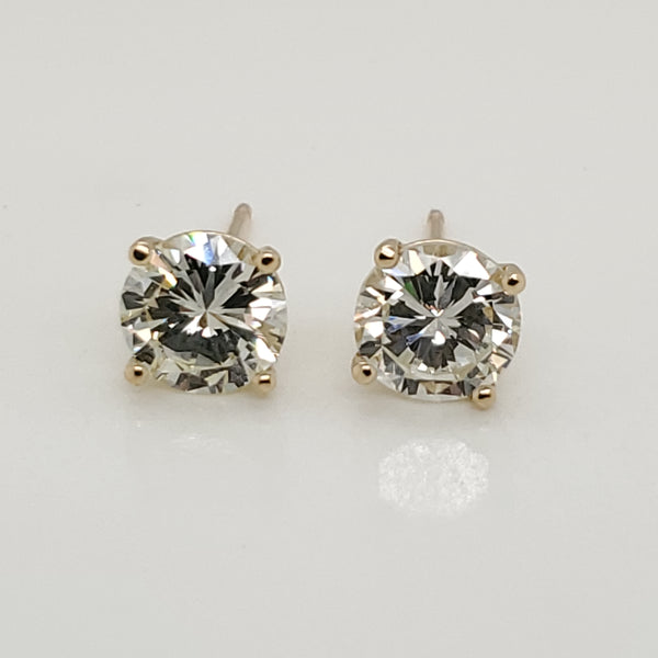 1.93 Carat Total Weight Diamond Stud Earrings