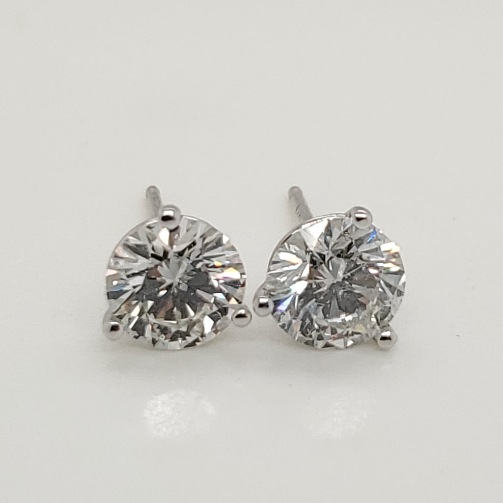1.96 Carat Total Weight Diamond Stud Earrings