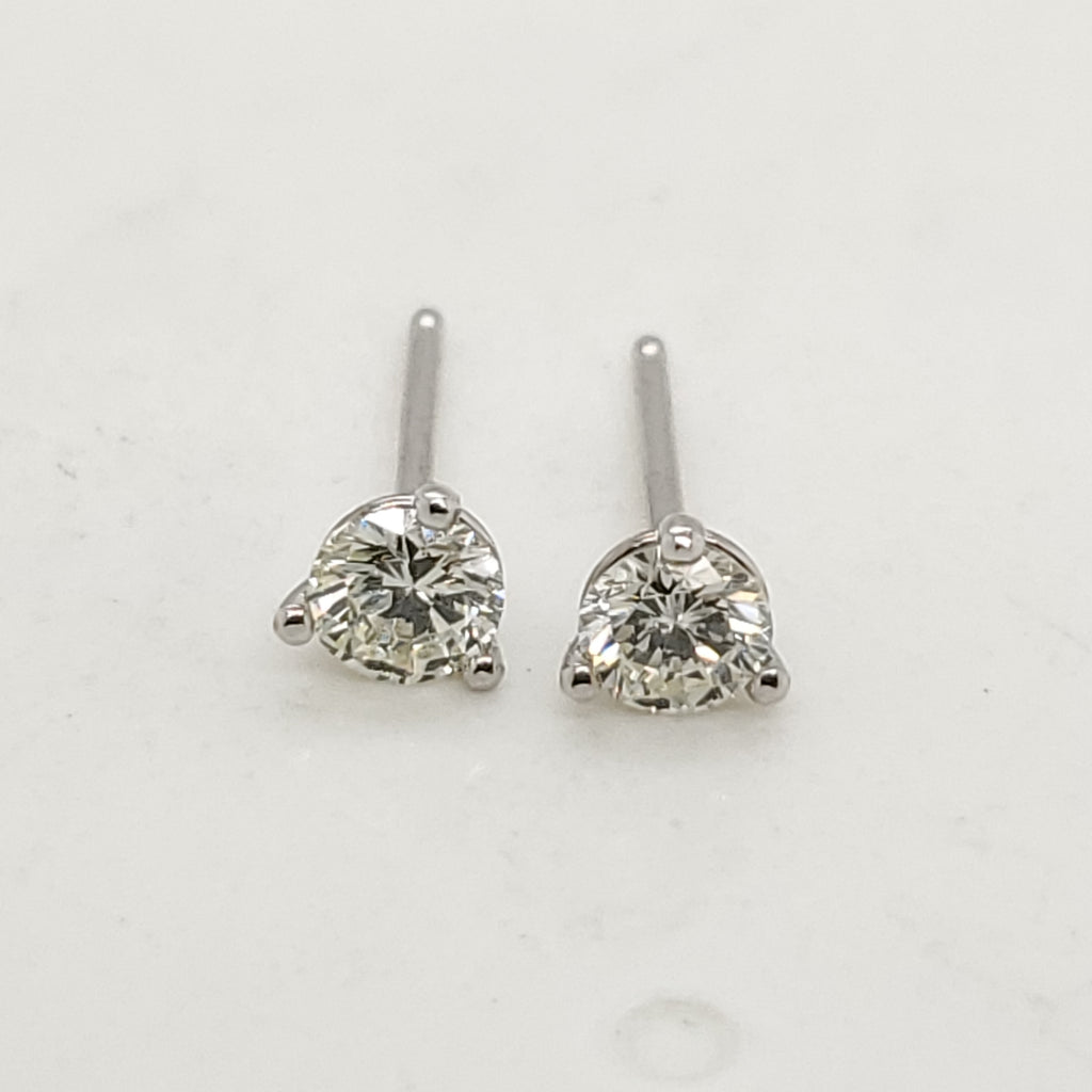 .39 Carat Total Weight Round Diamond Stud Earrings