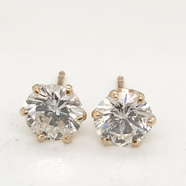 2.20 Carat Total Weight Round Diamond Stud Earrings