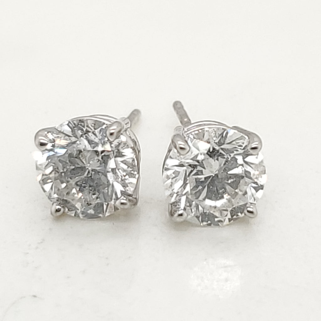 2.00 Carat Total Weight Round Diamond Stud Earrings