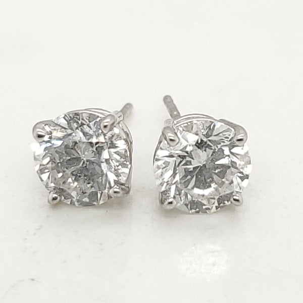 2.00 Carat Total Weight Round Diamond Stud Earrings