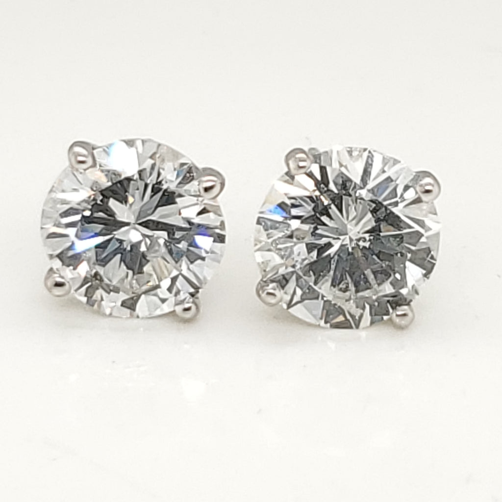 3.21 Carat Total Weight Diamond Stud Earrings