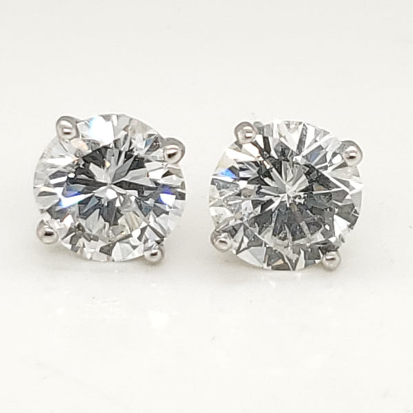 3.21 Carat Total Weight Diamond Stud Earrings