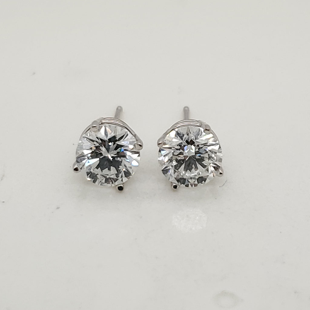2.06 Carat Total Weight Diamond Stud Earrings