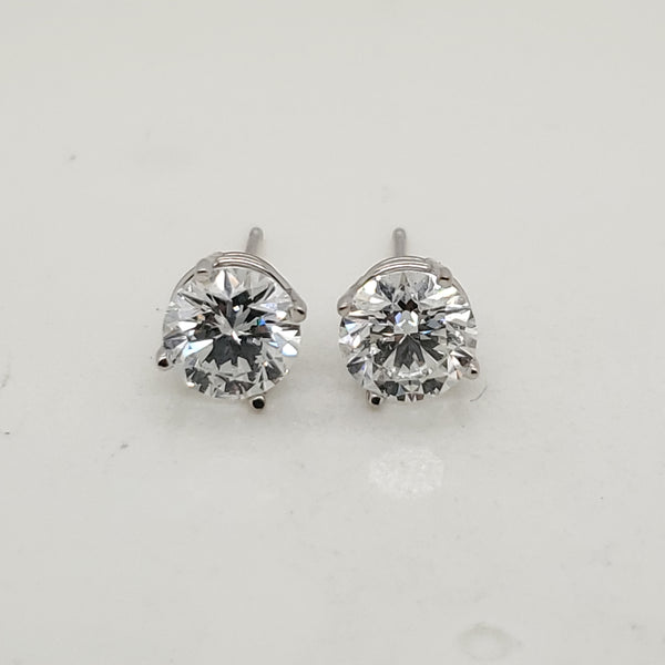 2.06 Carat Total Weight Diamond Stud Earrings