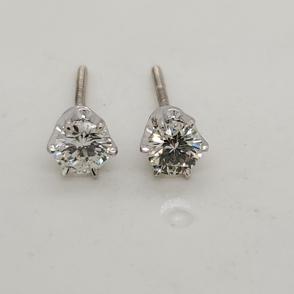 .70 Carat Total Weight Round Diamond Stud Earrings